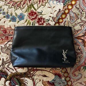 Black and Gold Embossed YSL Beaute Cosmetic Bag with Gold Hardware NWOT